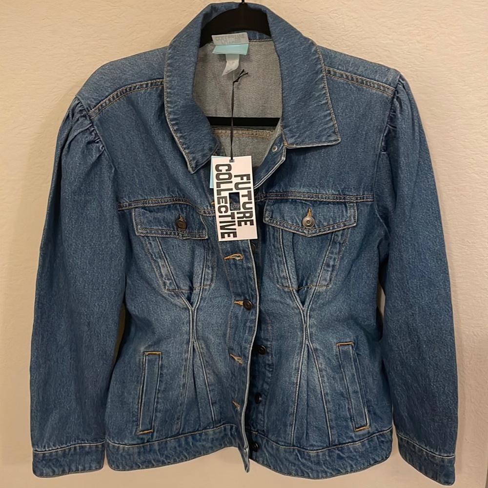 Women's Cinched Waist Denim Jacket - Future Collective™ M